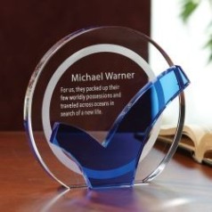 The Checkmark Glass Achievement Award - 6.75" W x 6.25" H x 1.25" D